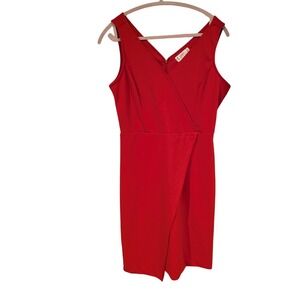 Nanette Lepore Red Sleeveless V-Neck Faux Wrap‎ Dress Date Night